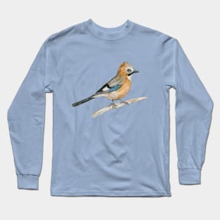 Drawing of an Eurasian jay Long Sleeve T-Shirt